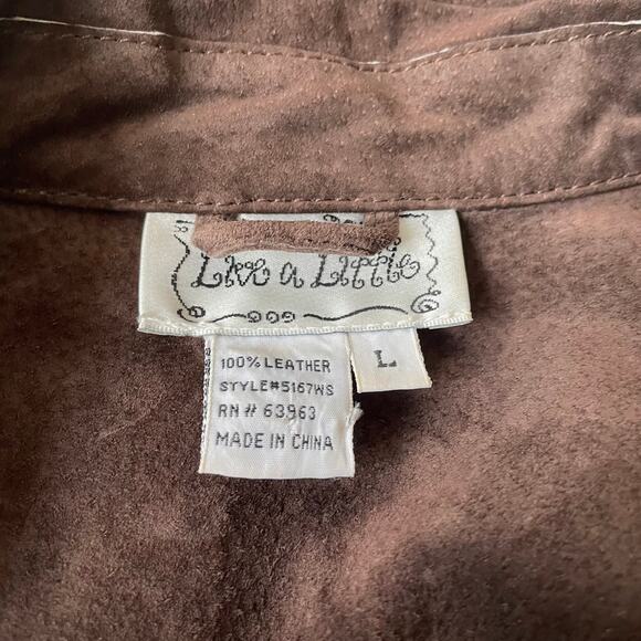 Vintage 1990s Live a Little Suede Shacket Button Down Floral Cutout L EUC - Picture 6 of 13